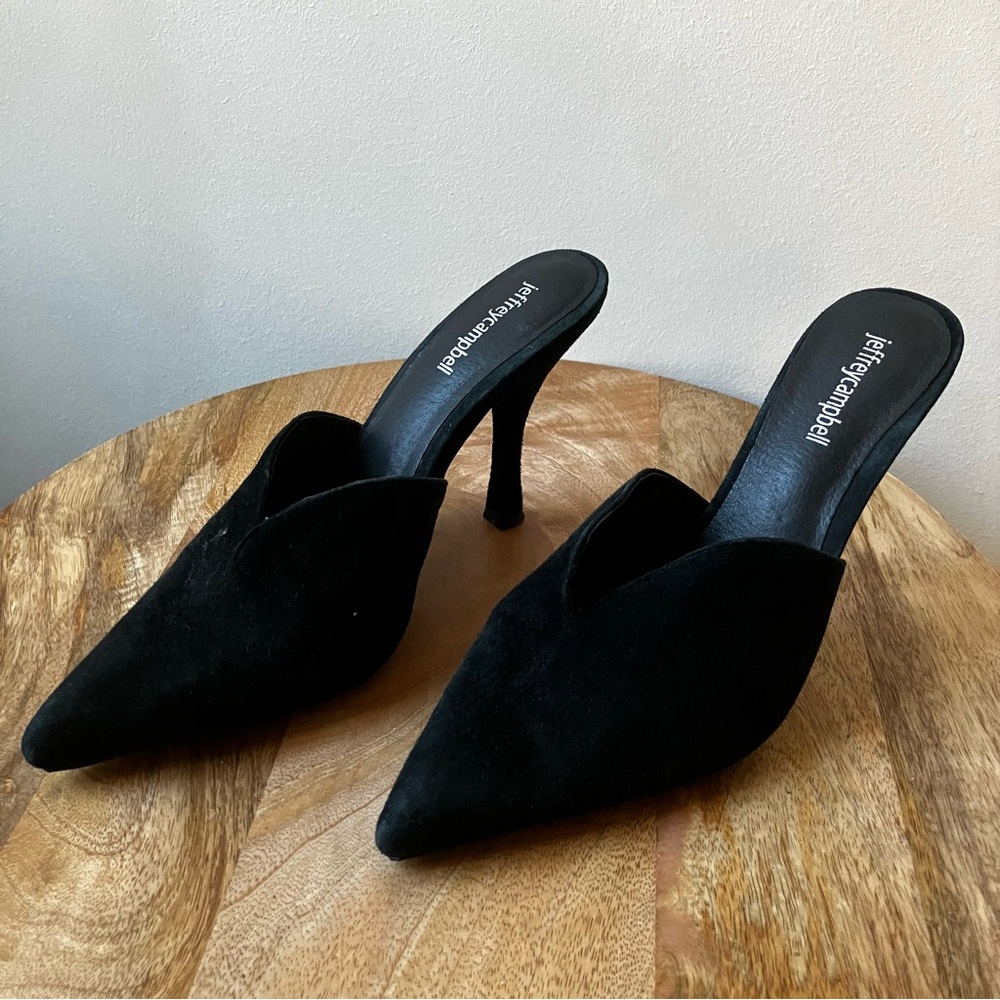 Jeffrey Campbell | Suede Heeled Pointed Toe Mule - Picture 3 of 9